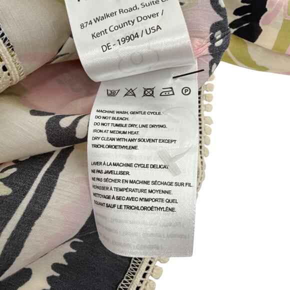 FARM RIO Vintage Forest Lace Trim Tie Neck Blouse M - Picture 8 of 12